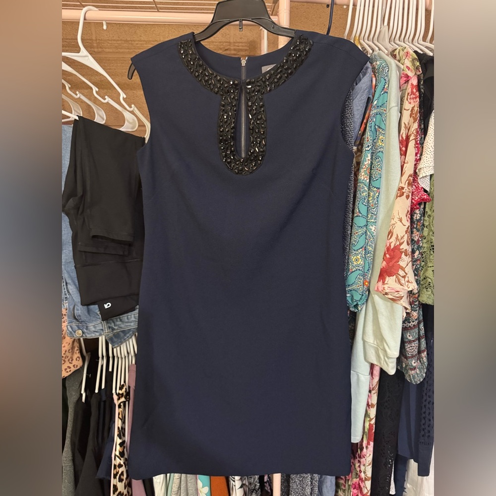 Vince Camuto Blue Blazer with Metallic Zipper